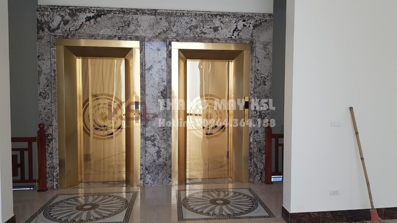 Thang inox hoa văn vàng gold 10 Thang inox hoa văn vàng gold 10