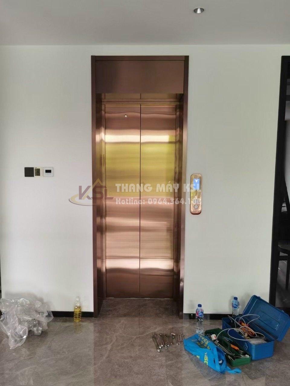 Thang inox hoa văn vàng đồng 07 Thang inox hoa văn vàng đồng 07